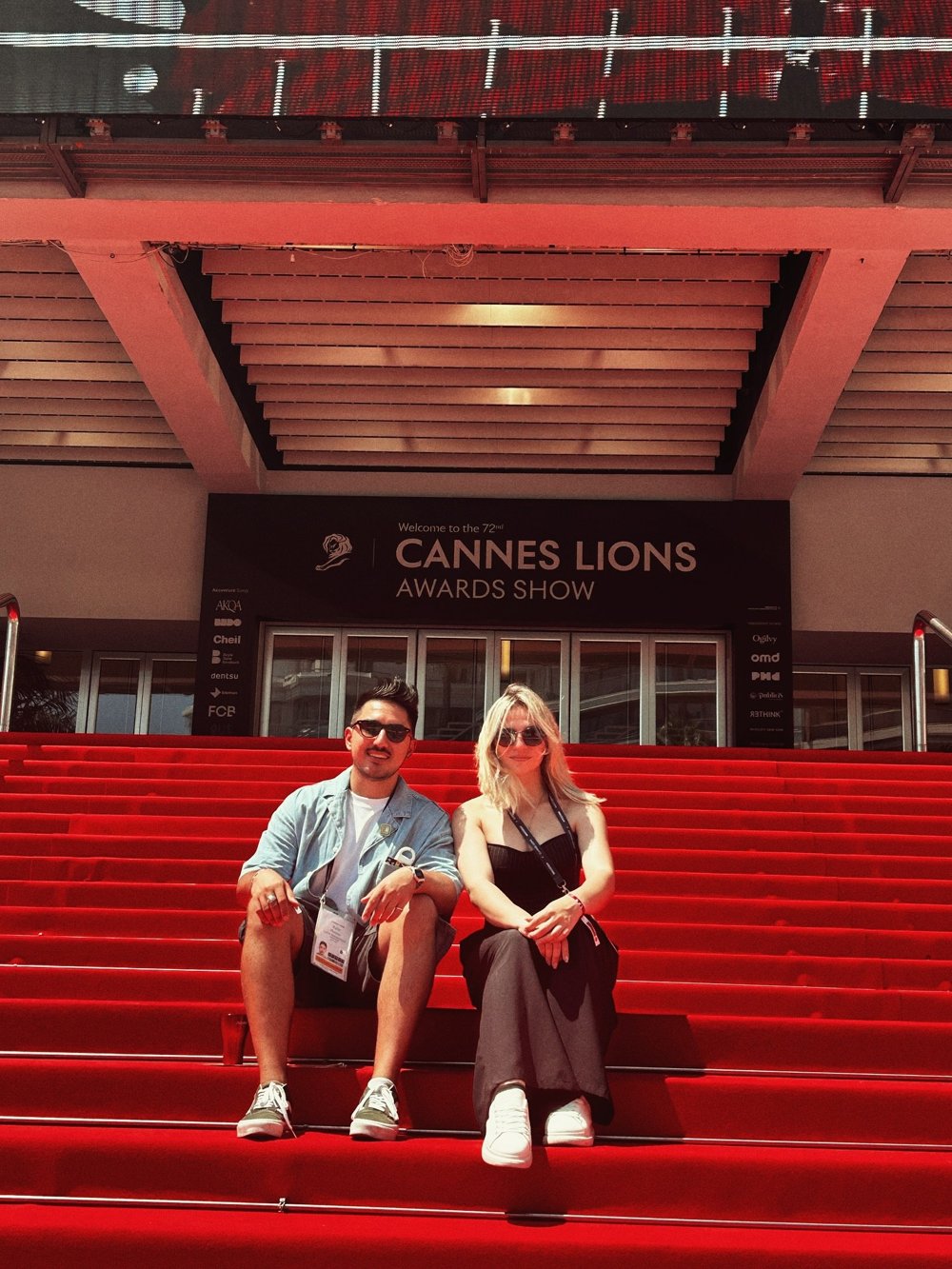 Anastasia and Ashir Muminov on the red steps of the Cannes Lions Awards Show