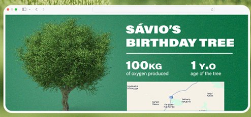 The tree’s birthday card